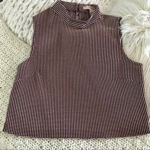 Boxed Cropped Mock Neck Top